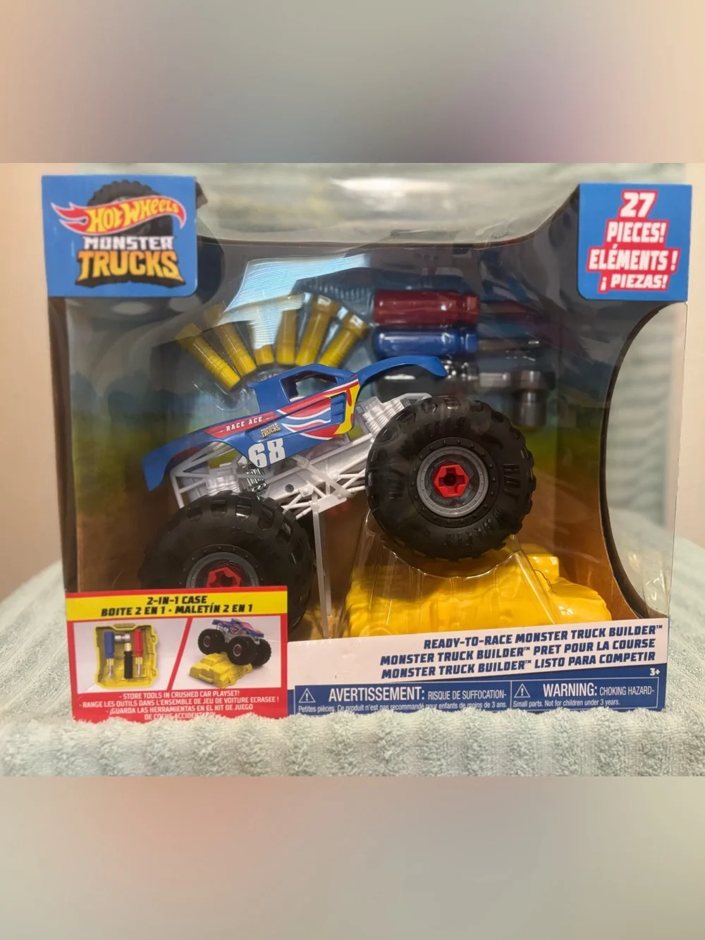 Ready to Race Hot Wheels Monster Truck Builder - Blue and Yellow NEW